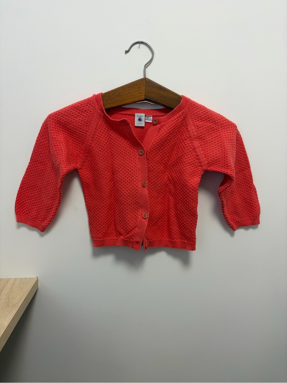 Petit Bateau Coral Knit Button-Front Cardigan